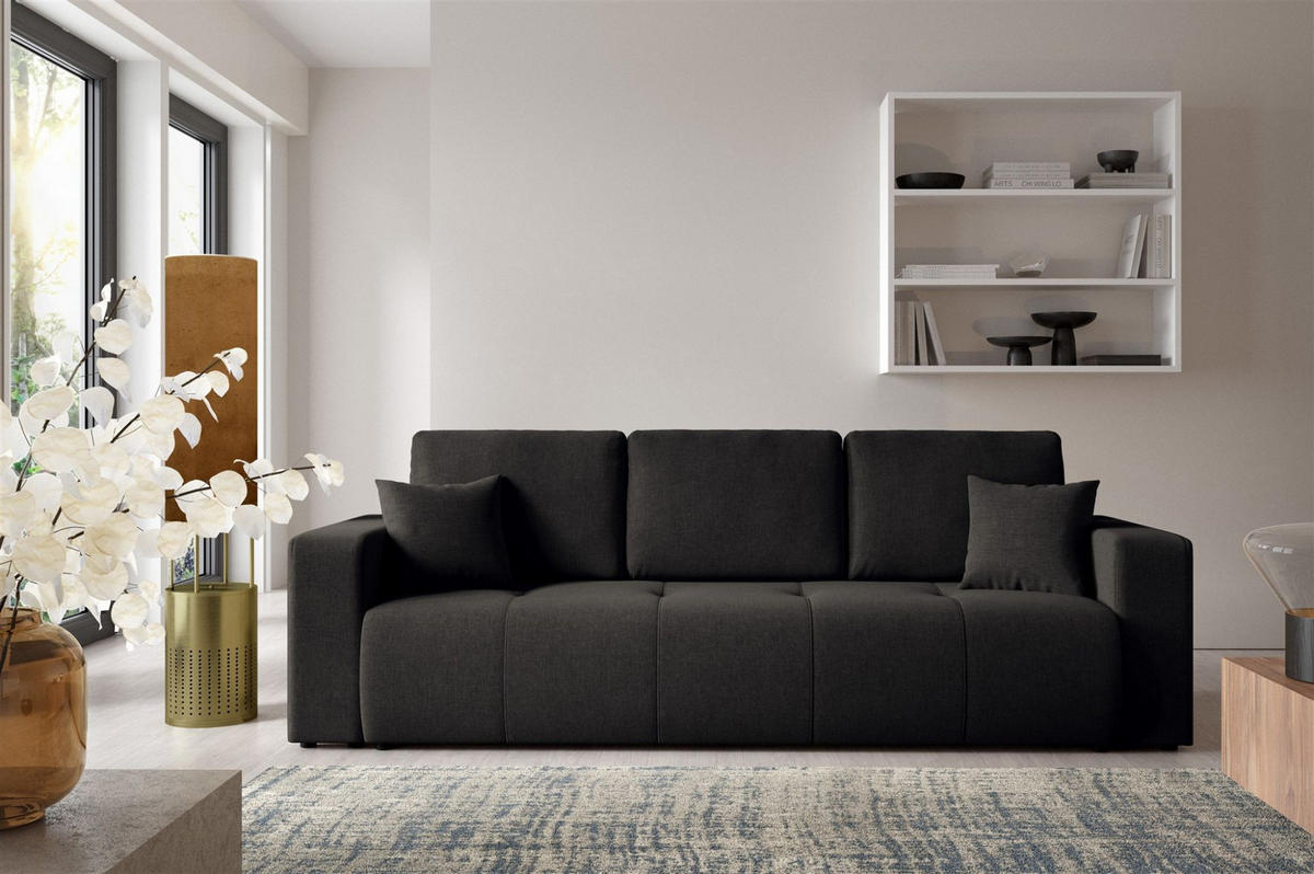 SCHLAFSOFA Augusto - Schwarz, Holzwerkstoff/Textil (244/82/102cm) - Fun Möbel