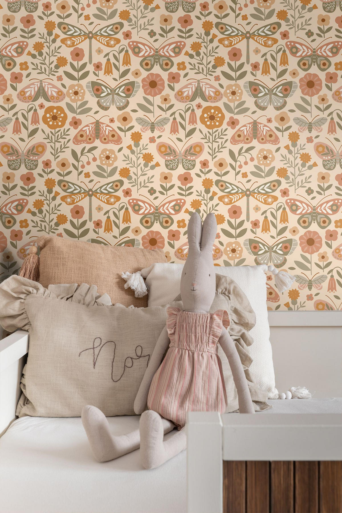 TAPETE Blumen & Schmetterlinge 50 x 900 cm - Orange, Papier (50/0.1cm) - ESTAhome