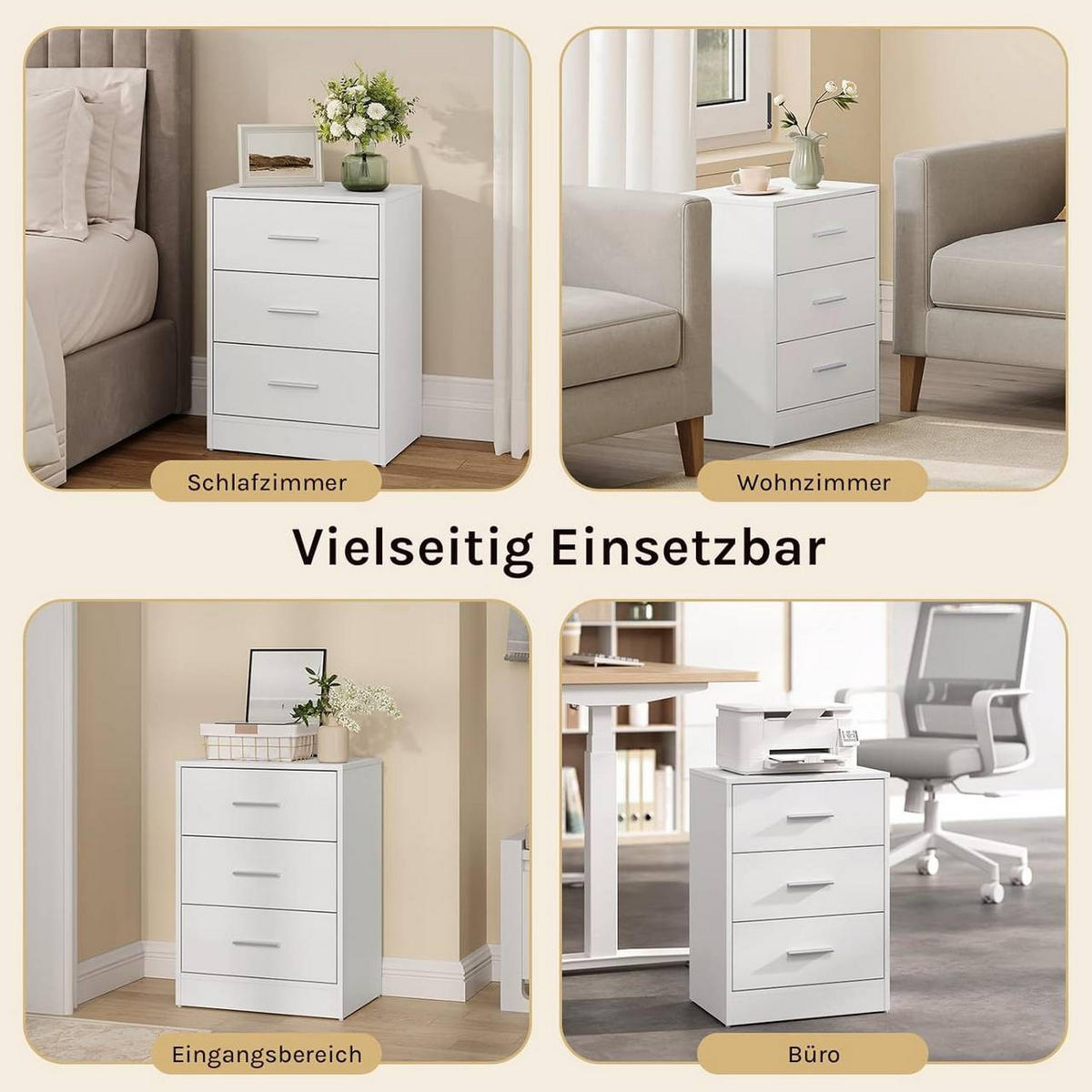 NACHTTISCH 2er Set, 39x54x28 cm, Weiß - Weiß, Holzwerkstoff (39/54/28cm) - Woltu