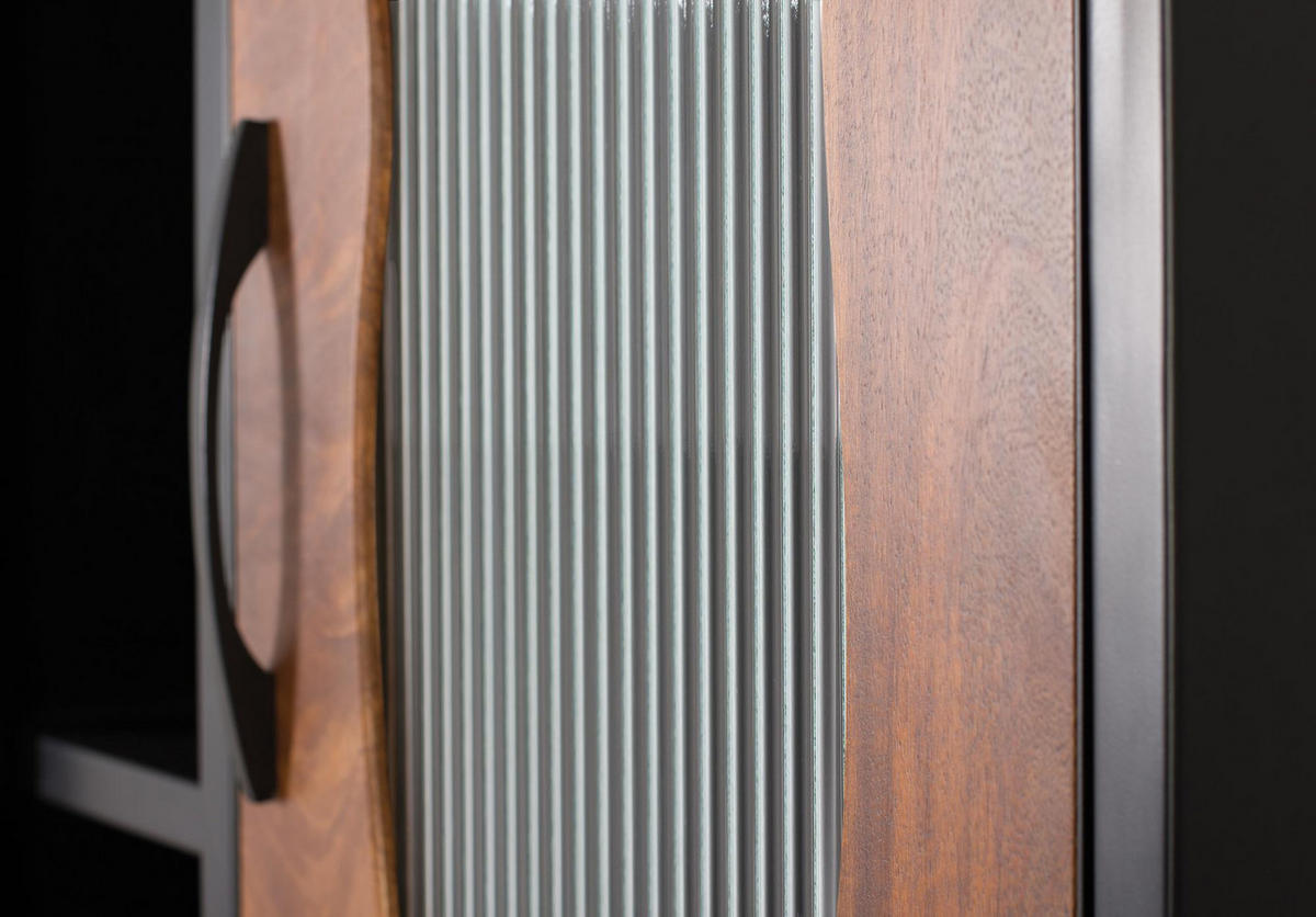 VITRINE Mangoholz und Metallelementen - Schwarz, Holz (38/198/75cm) - Giner y Colomer