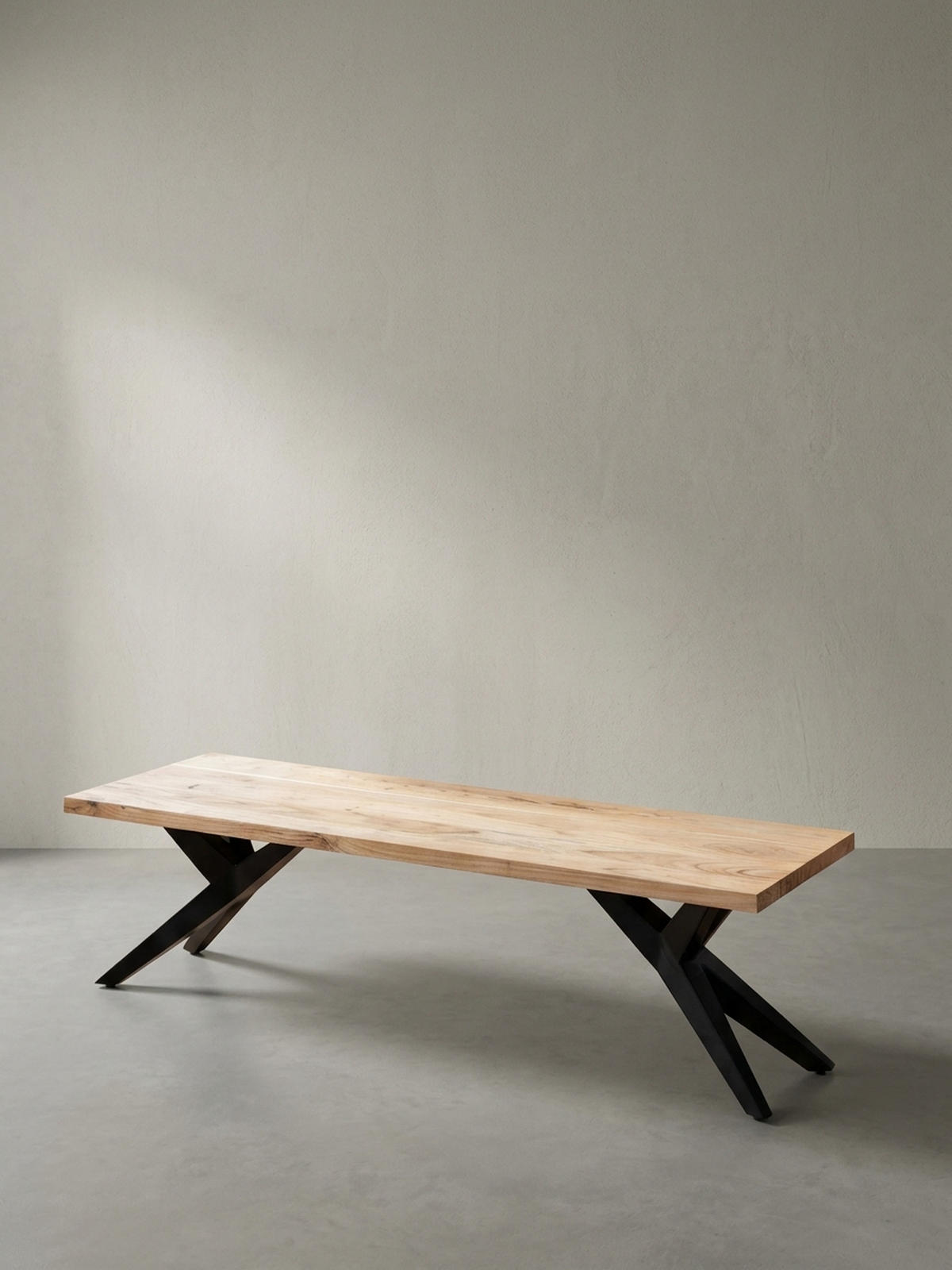 ESSZIMMERBANK Massivholz Metall Loft-Stil, Akazie 175x45x45 cm - Schwarz/Braun, Holz/Metall (175/45/45cm) - KADIMA DESIGN