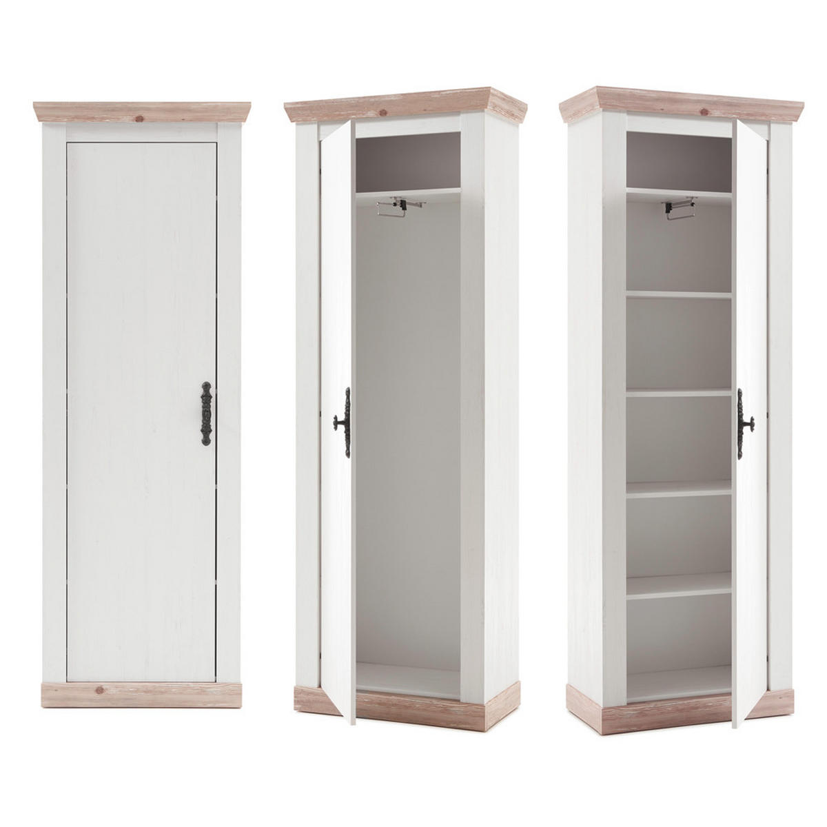 GARDEROBENSCHRANK Ferna-61 - Weiß, Holzwerkstoff (38/201/73cm) - Lomado