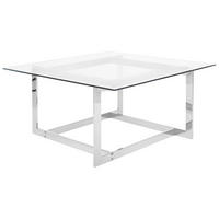 COUCHTISCH Glas silber quadratisch 80/80 cm Crystal - Transparent/Silberfarben, Glas (80/80/40cm) - Beliani