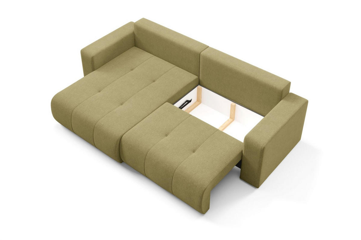 ECKSOFA Augusto - Dunkelgrün, Holzwerkstoff/Textil (244/149cm) - Fun Möbel