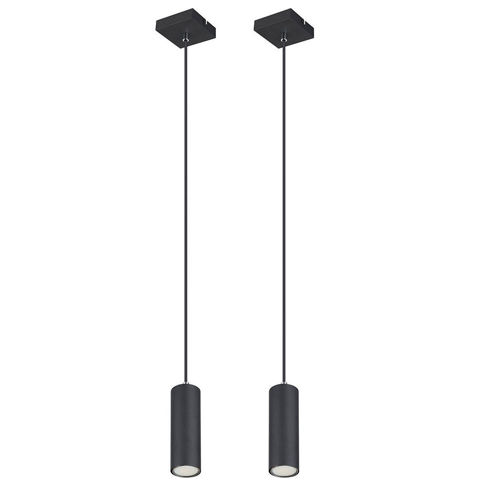 HÄNGELEUCHTE Metall Schwarz matt 2er Set - Schwarz, Metall (9/9/120cm) - Globo Lighting