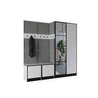 GARDEROBENSCHRANK EDEN 21 mit Spiegel - Weiß & Stoff Grau - Weiß/Grau, Holzwerkstoff (211/205/39cm) - Kier Furniture