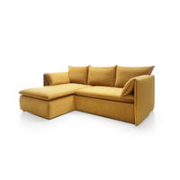 ECKSOFA PREGIO Gelb Plüsch-Stoff mit Schlaffunktion - Gelb, Holz (230/166cm) - MASSENO