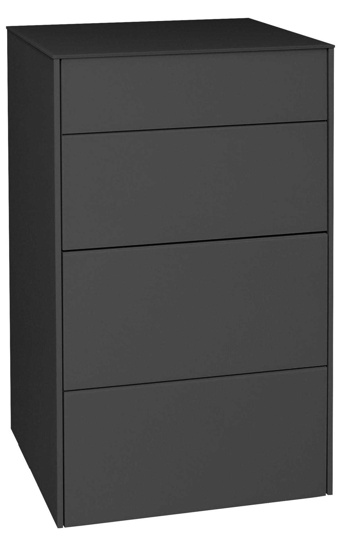 KOMMODE Elfi 52x42x89 Hochglanz Anthrazit/Glas Anthrazit - Anthrazit, Holzwerkstoff (52/89/42cm) - 58aufmkessel