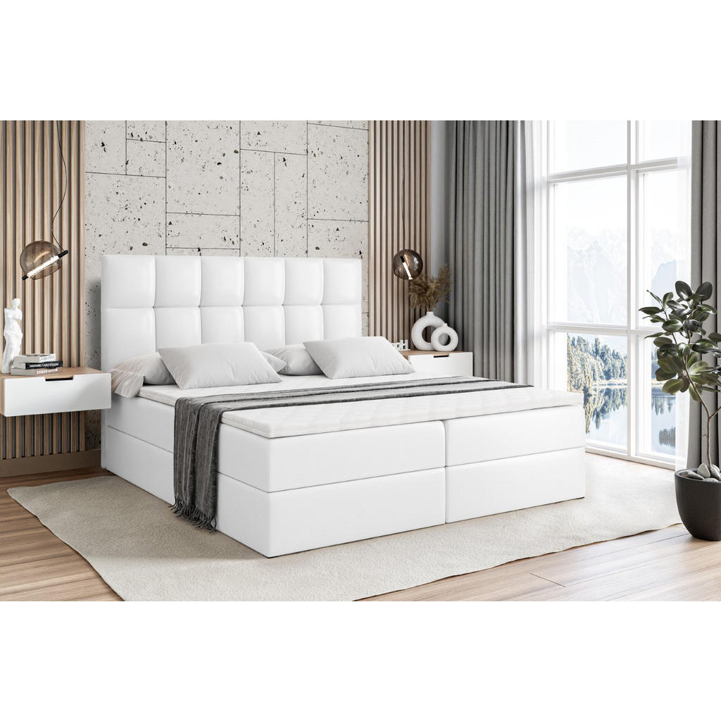 Thumbnail - Altdecor Boxbett, Weiß Hochglanz, Holzwerkstoff, Höhe ca. 20 cm, 180x200 cm, Schlafzimmer, Betten, Boxspringbetten