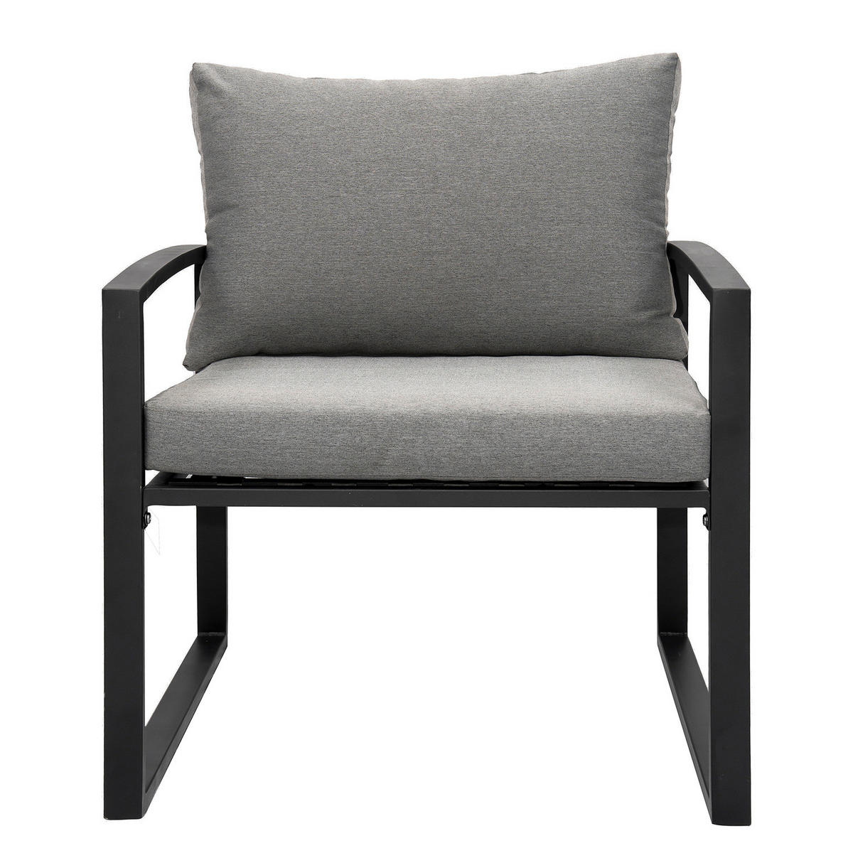 LOUNGESET - 3-teilig - Eisen / Webstoff - Grau / Anthrazit - Schwarz/Grau, Kunststoff/Textil - home24