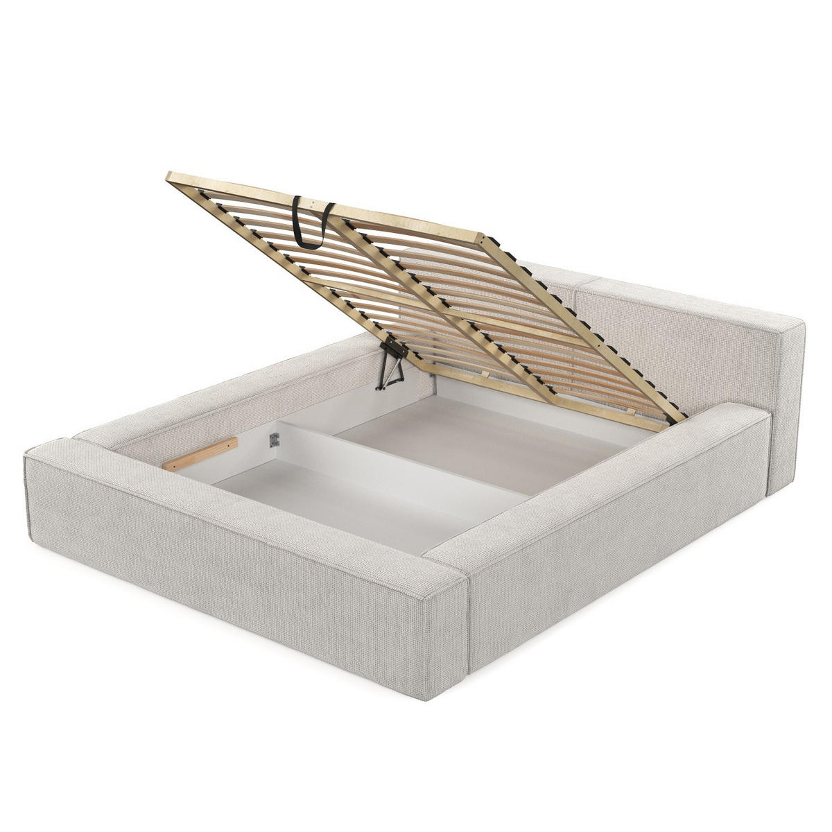 POLSTERBETT Casto mit Stauraum 140/200 cm Creme im Bonita Stoff - Creme/Schwarz, Holz/Holzwerkstoff (140/200cm) - AltaBeds