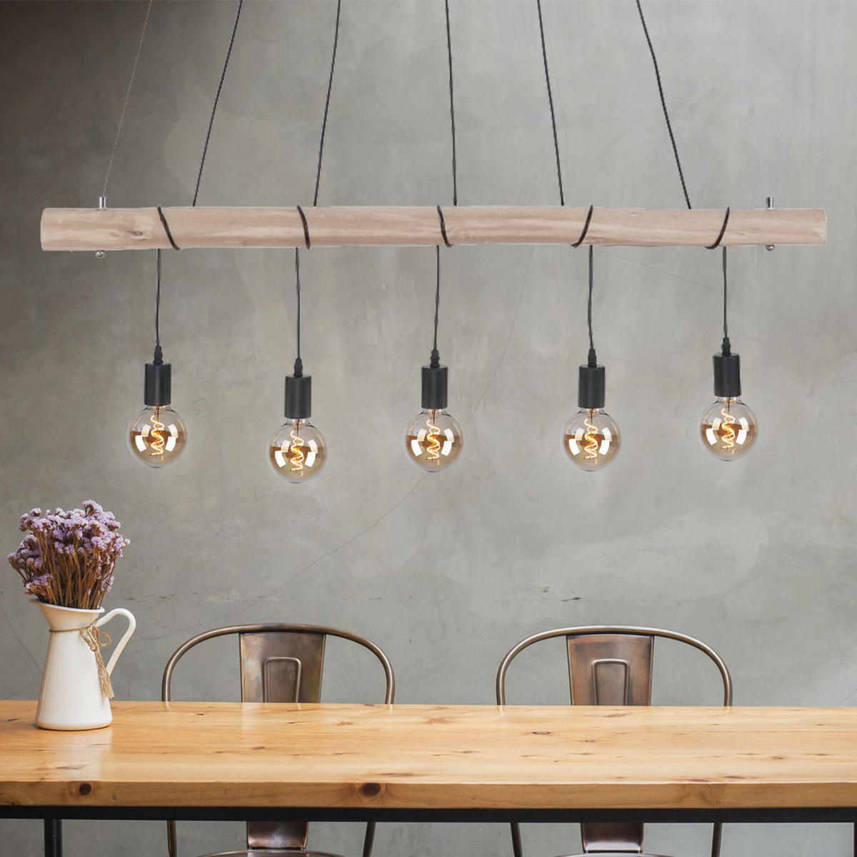 LED HÄNGELEUCHTE Holzbalken Schwarz - Schwarz, Holz (120/8/120cm)