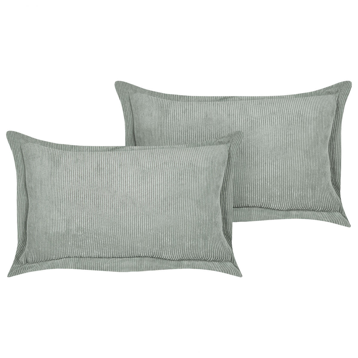 DEKOKISSEN CORD 2er-Set Hellgrün 47/27 cm Zinnia - Hellgrün, Textil (47/27cm) - Beliani