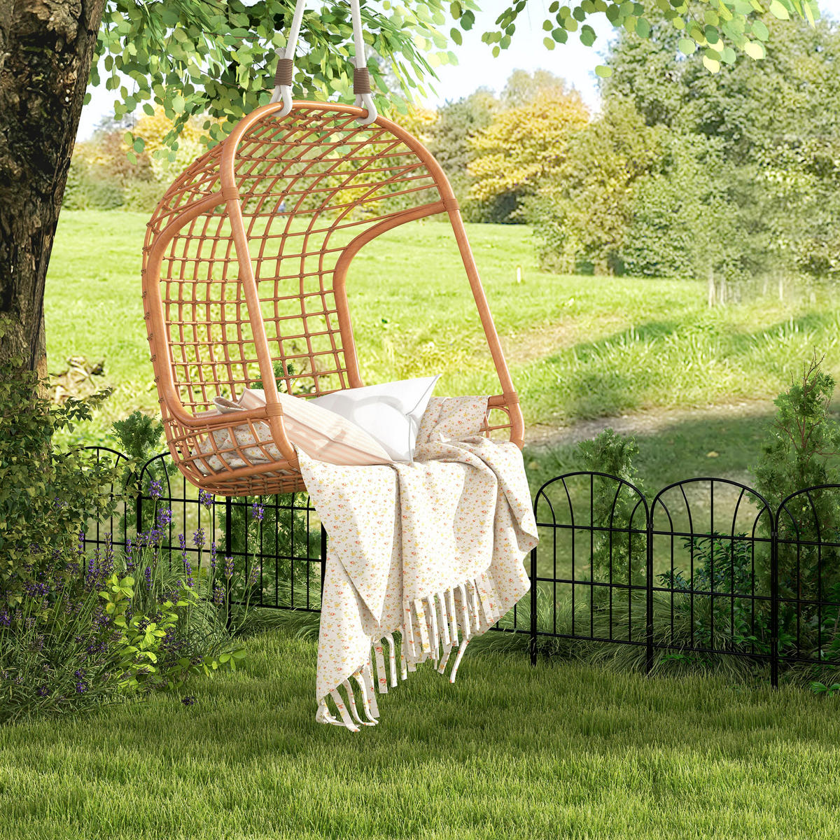 GARTENZAUN, Metall, Schwarz - Schwarz, Metall (0.5/61cm) - Outsunny