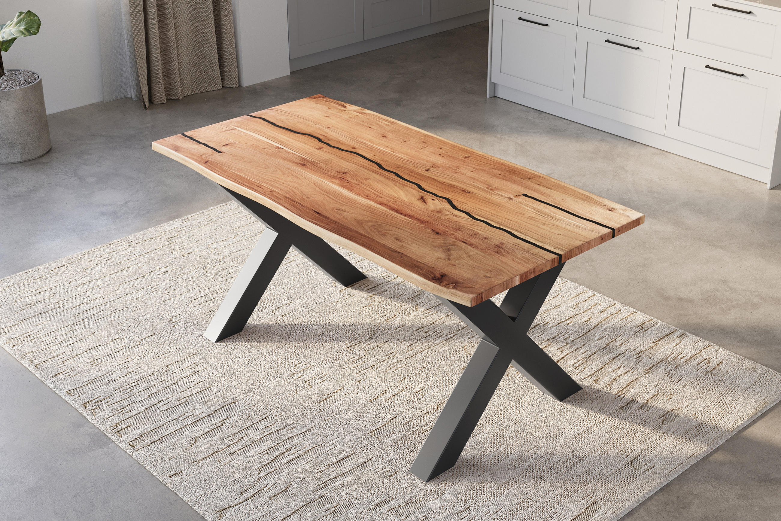 ESSTISCH POLLY - Beige/Schwarz, Holz/Metall (85/160/77cm) - SAM