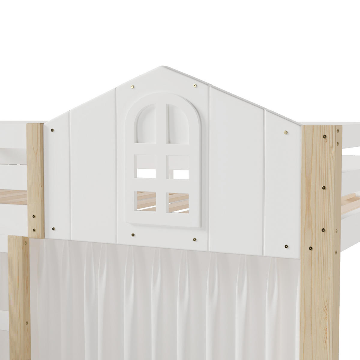 HOCHBETT 90/200 cm DE-04502, mit LED, Fensterform und Ablageleiter in Weiß/Natur - Weiß/Naturfarben, Holz/Holzwerkstoff (90/200cm) - ComfortXL