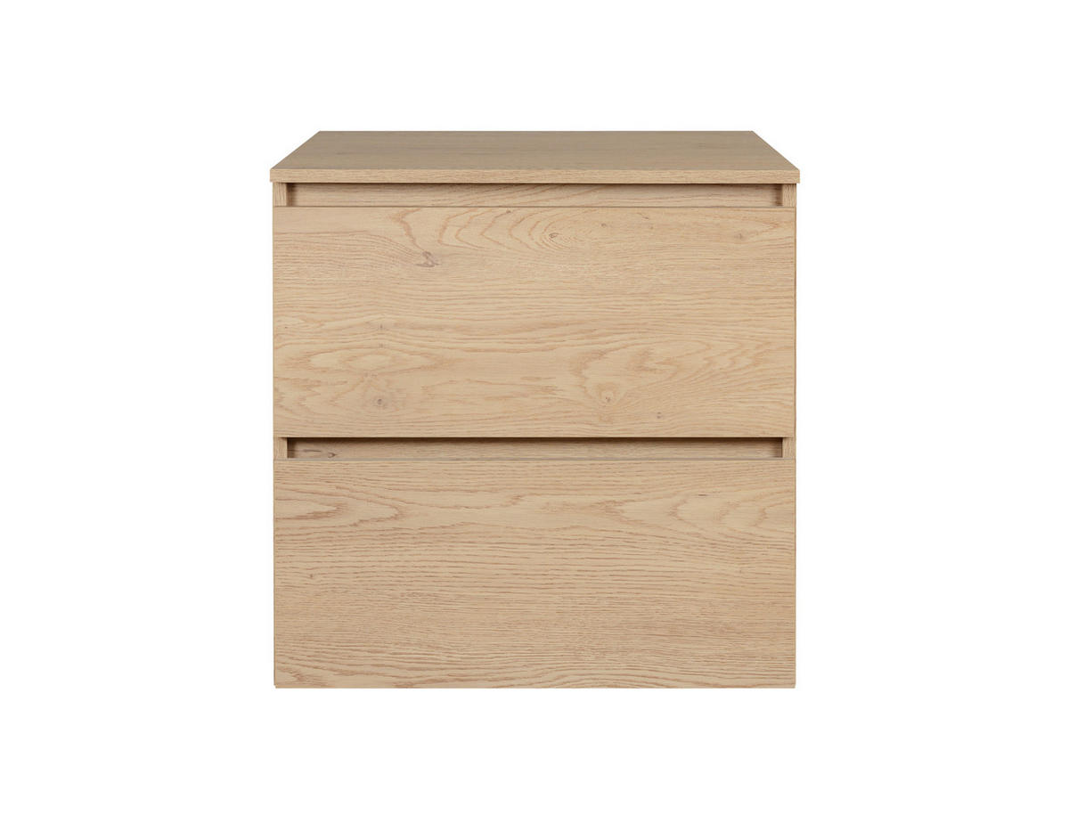 BADEZIMMERSCHRANK 60 cm + TOP, Farbe: helle Eiche, 60 x 46 x 60,7 cm, mit Arbeitsplatte - Eichefarben, Holzwerkstoff (60/60.7/46cm) - 3XE LIVING