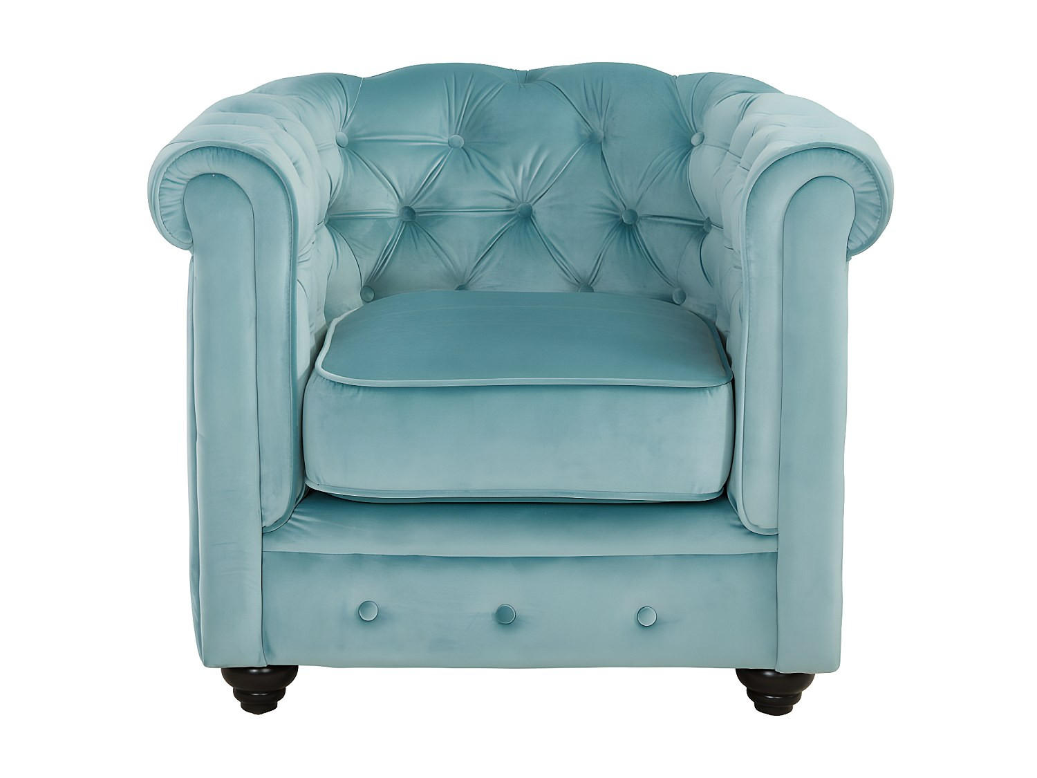 SESSEL mit gerader Rückenlehne - 1 Person - Samt, Stoff - Hellblau - - Hellblau, Textil (85/72/78cm) - Vente-Unique