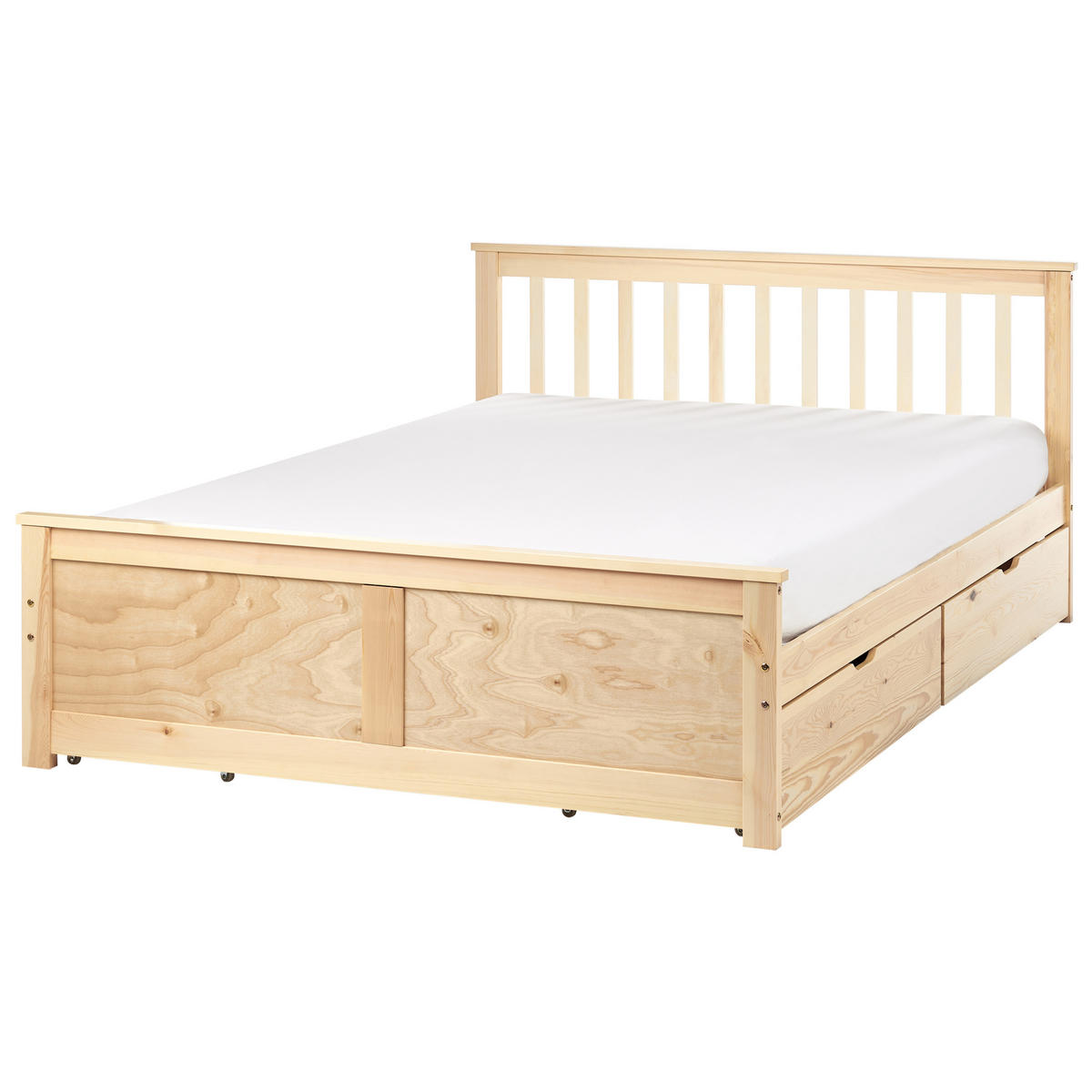 BETT mit Schubladen 140x200 cm Heller Holzfarbton Olendon - Hellbraun, Holz (140/200cm) - Beliani