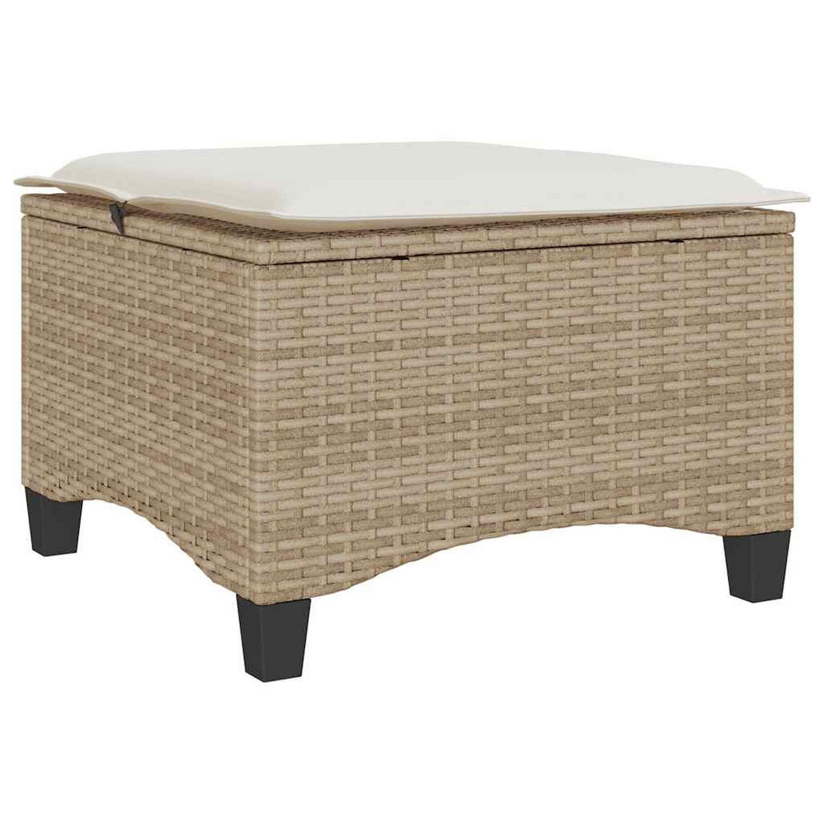 GARTENHOCKER Mit Kissen 2 Stk. Beige 55/55/36 Cm Poly Rattan - Creme, Kunststoff (55/36/55cm) - vidaXL