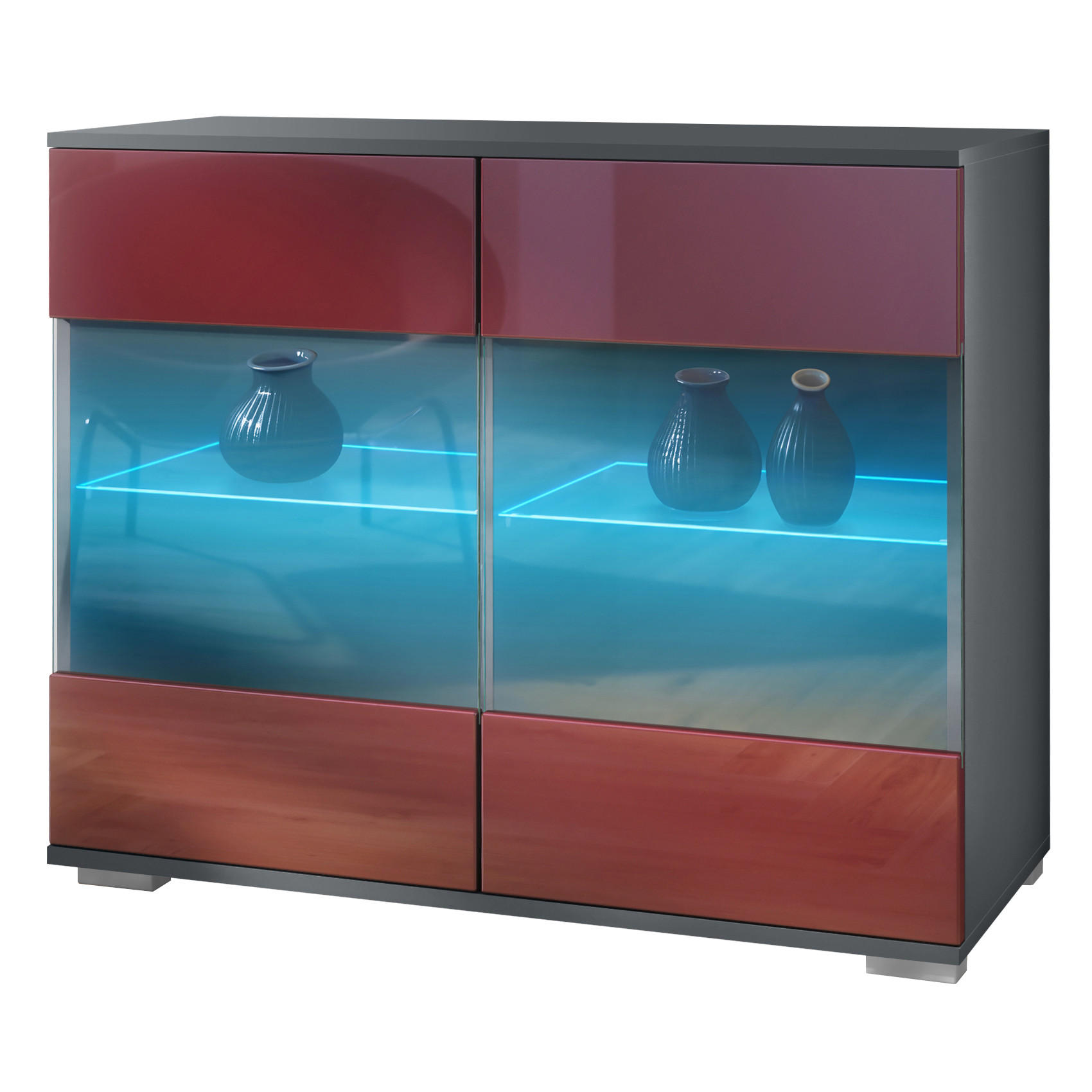 KOMMODE Bari Bordeaux Hochglanz - Bordeaux, Holzwerkstoff (92.5/75.5/35cm) - Vladon