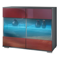 KOMMODE Bari Bordeaux Hochglanz - Bordeaux, Holzwerkstoff (92.5/75.5/35cm) - Vladon