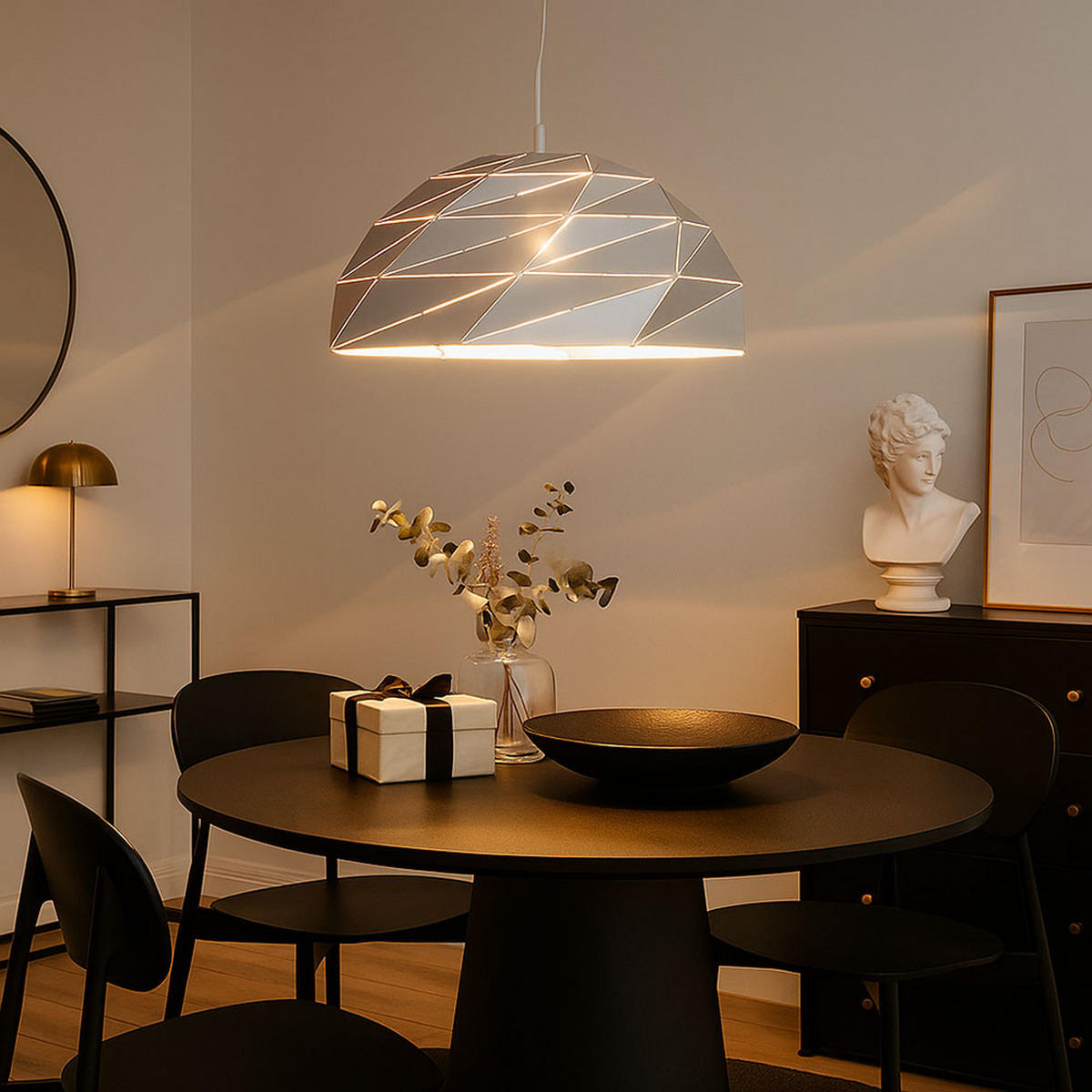 PENDELLEUCHTE Origami Eisen Silber - Silberfarben, Metall (47/47/150cm)