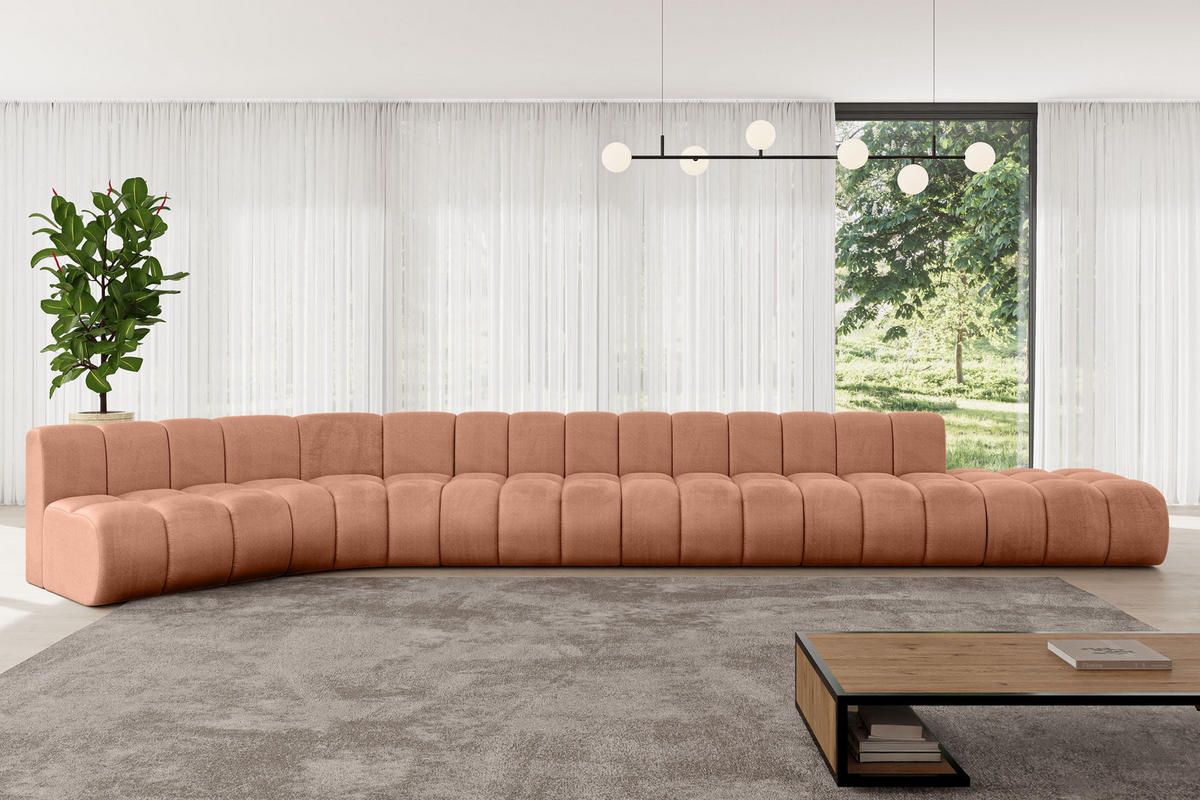ECKSOFA modulares Sofa Brilo-L3 - 562x174x70 cm Apricot - Koralle, Holzwerkstoff/Textil (562/174cm) - ALTDECOR