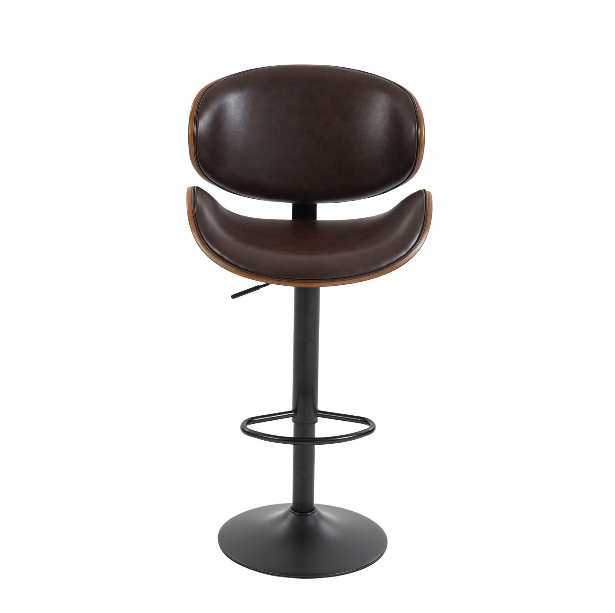 BARHOCKER drehbar höhenverstellbar 2er-Set PU-Leder Braun - Braun, Metall (50/93/51cm) - Meubliv