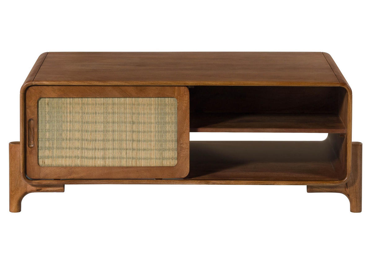 COUCHTISCH Mango/Seegras 120x70x45 hellbraun lackiert MIZUMI #115 - Braun, Holz (120/70/45cm) - Massivmoebel24