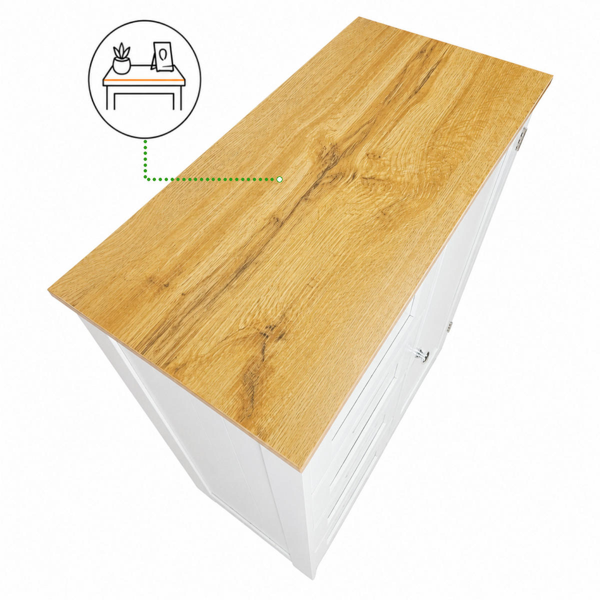 BADEZIMMERSCHRANK MDF Weiß Eiche 4 Schubladen 1 Tür 60x30x80 cm - Weiß, Holzwerkstoff (60/80/30cm) - Begryf