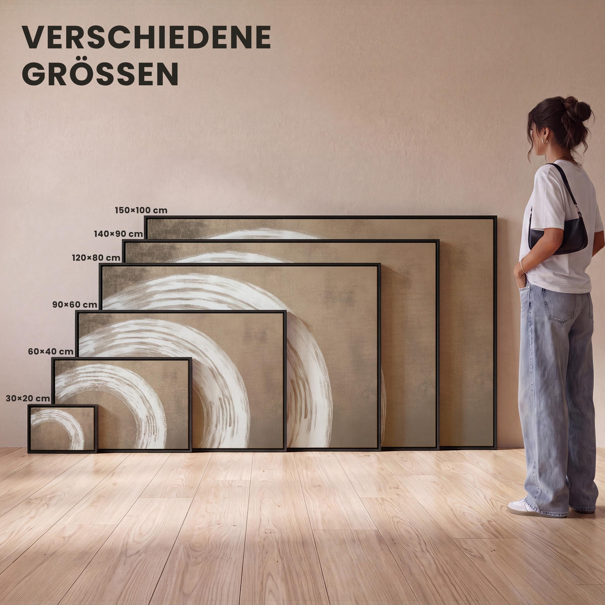 LEINWAND Bilder mit Rahmen - Farbe - Braun - Japandi - 150x100 - Kupferfarben, Textil (150/100cm) - MuchoWow