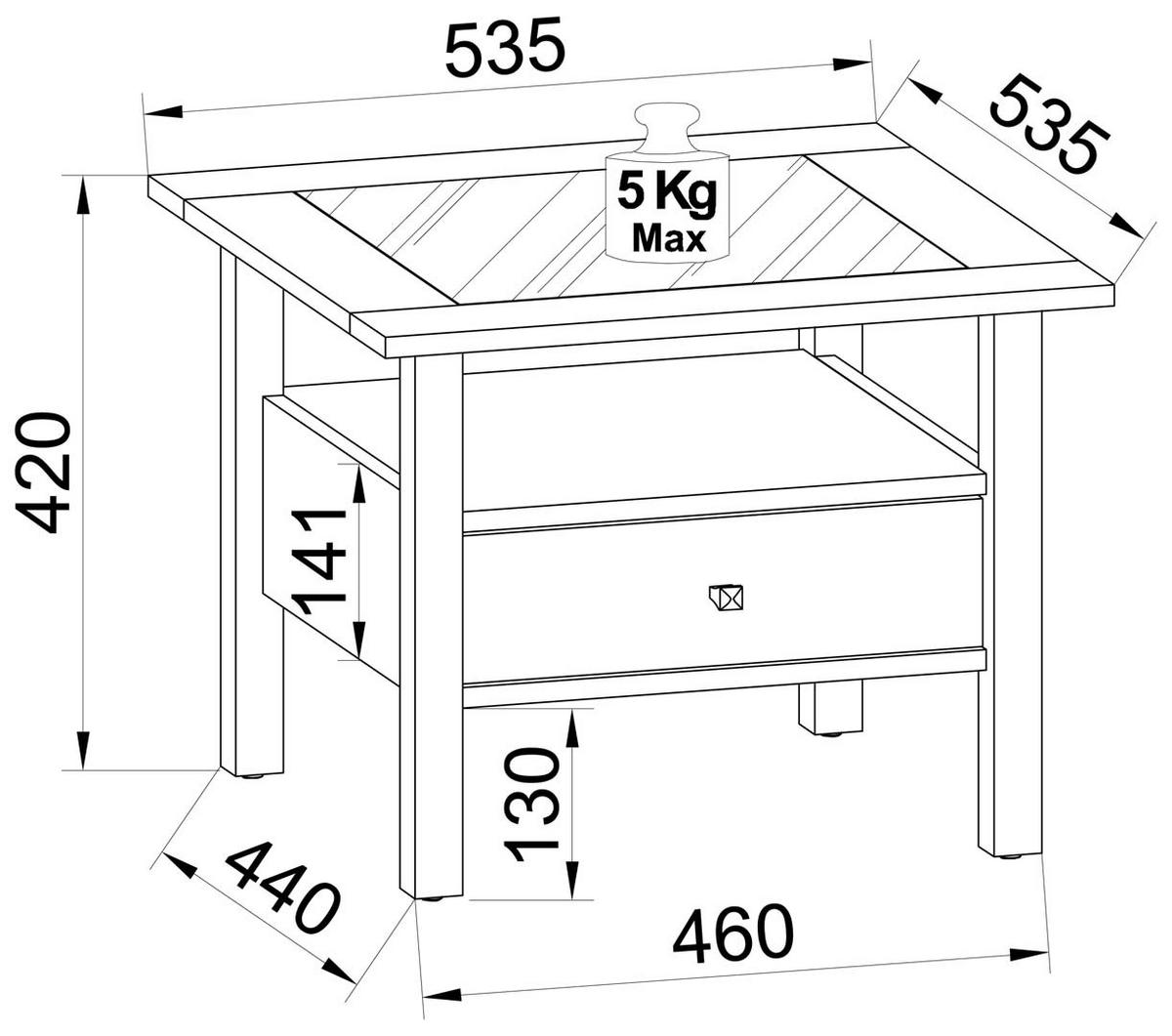 COUCHTISCH 1 Schublade 1 Ablage schwarz - Schwarz, Holzwerkstoff (54/54/42cm) - ebuy24