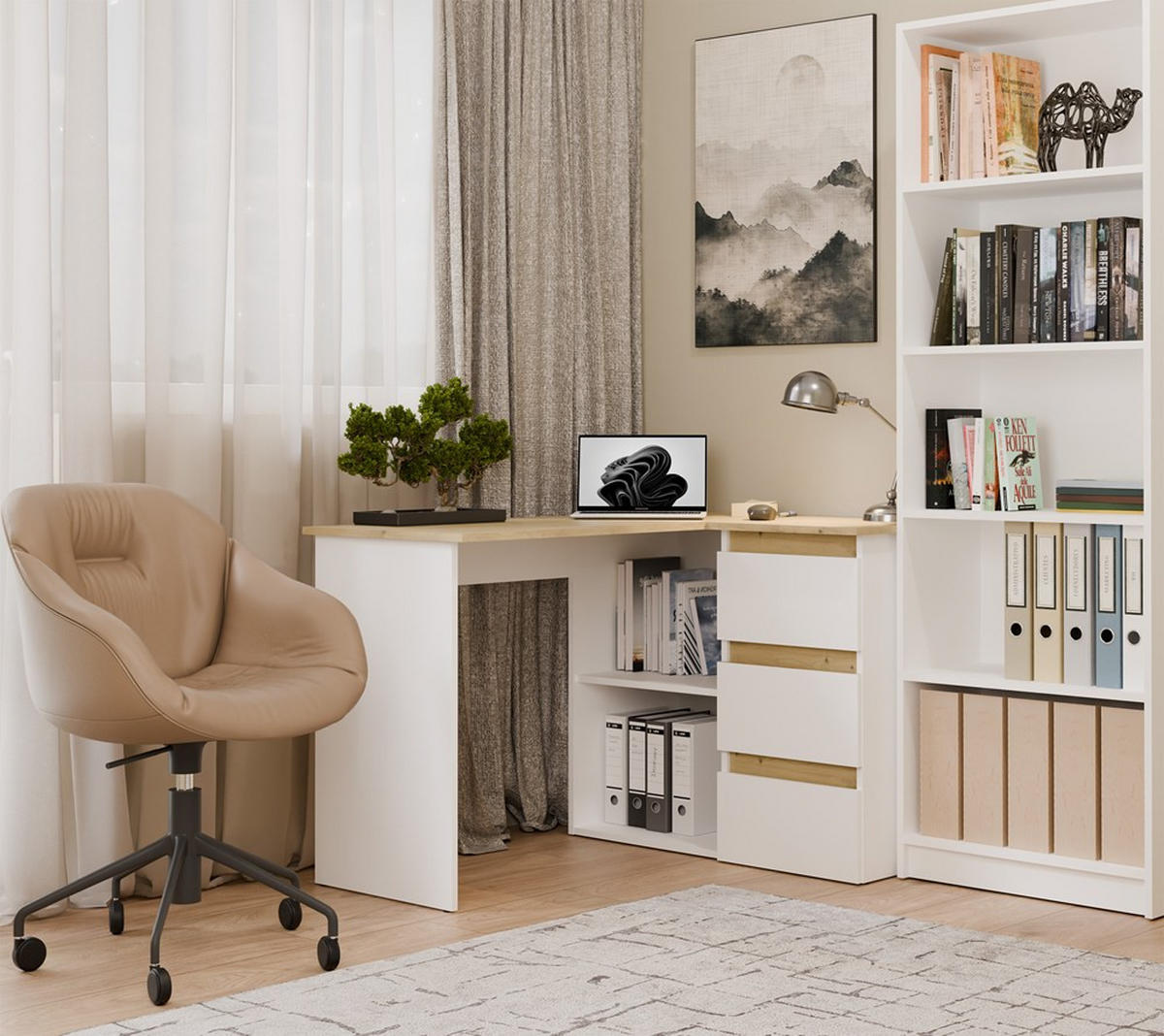 SCHREIBTISCH Weiß, Artisan Eiche 120/75/49 - Weiß/Eiche Artisan, Holzwerkstoff (49/120/75cm) - RAUMHIRSCH FURNITURE