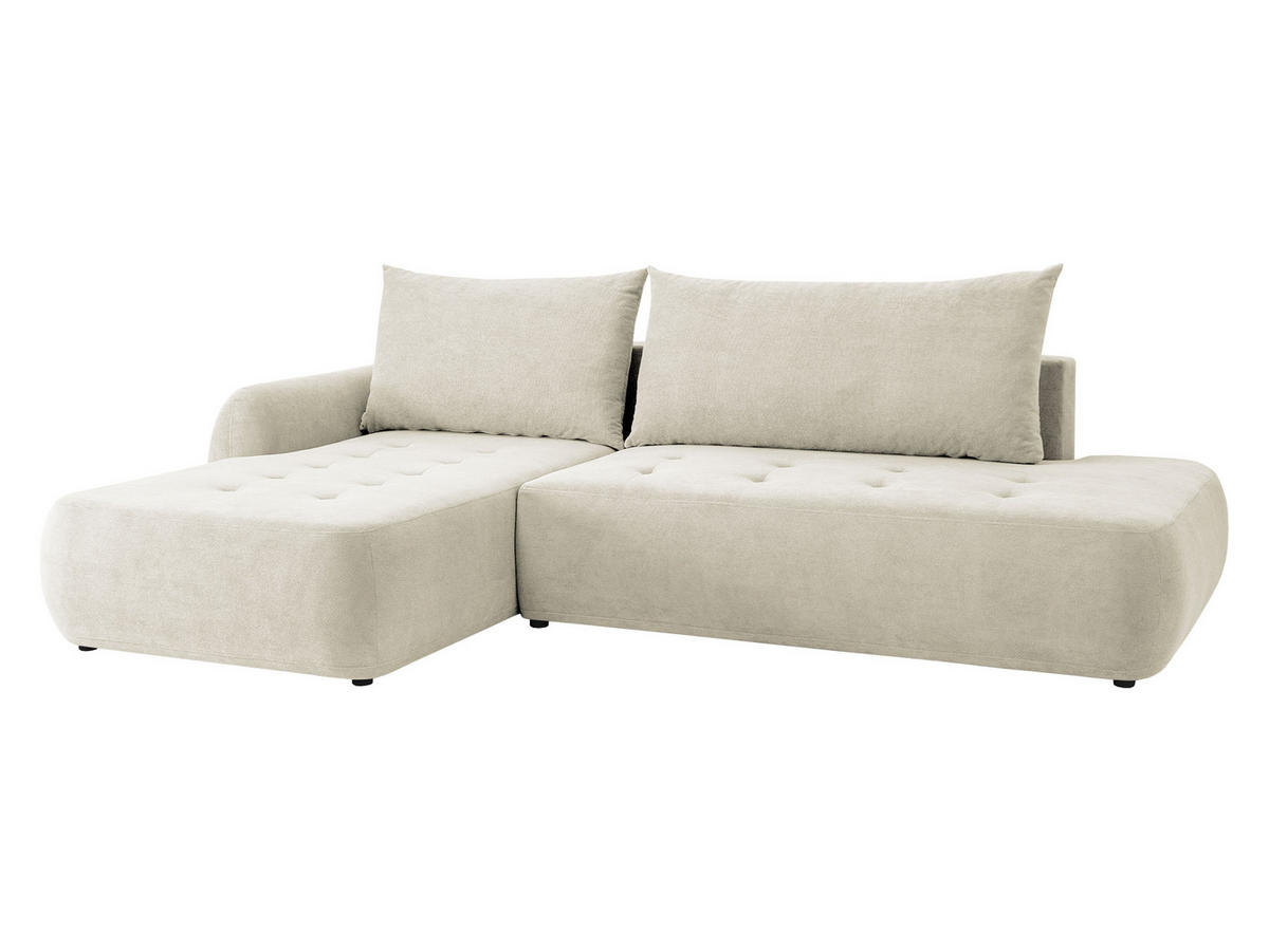 ECKSCHLAFSOFA Bueno I, Seite: Links - Creme/Schwarz, Holz/Textil (300/185cm) - MIRJAN24