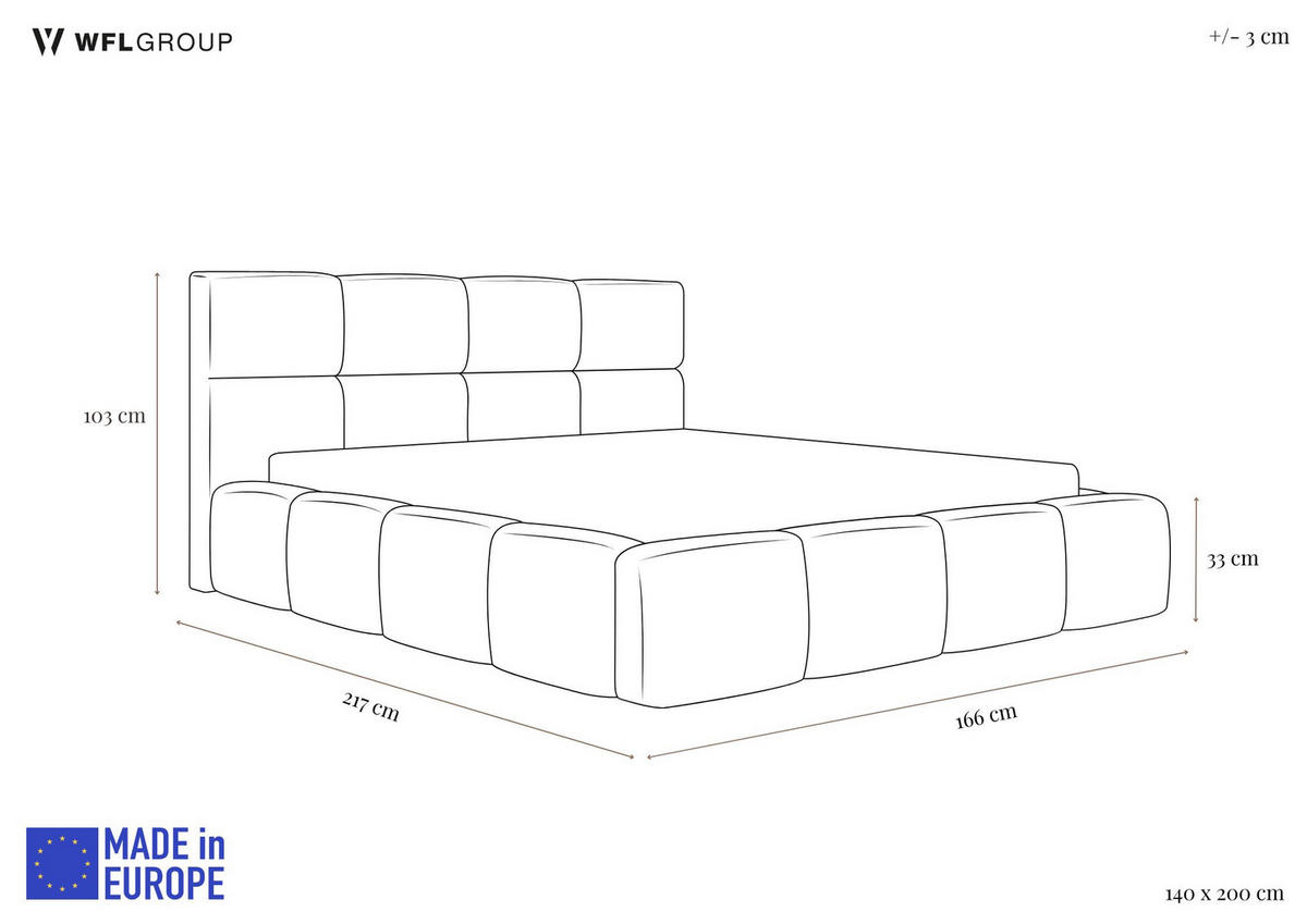POLSTERBETT Tivio mit Bettkasten, Grau Boucle 140x200 cm - Birkefarben/Hellgrau, Holz/Holzwerkstoff (140/200cm) - WFL GROUP