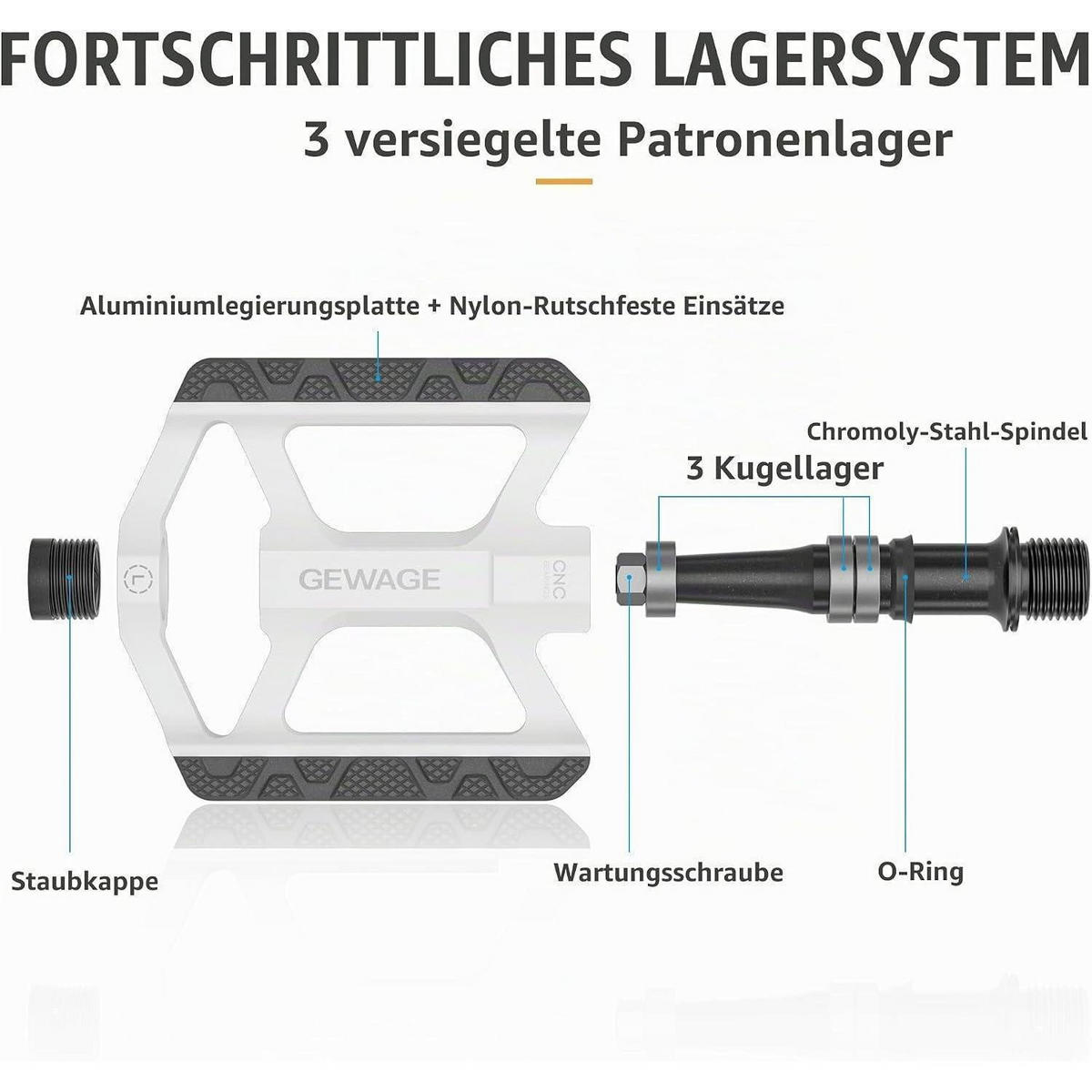 FAHRRADPEDALE Aluminium mit Reflektor Weiß - Weiß, Metall (7.5/1.5/11cm)
