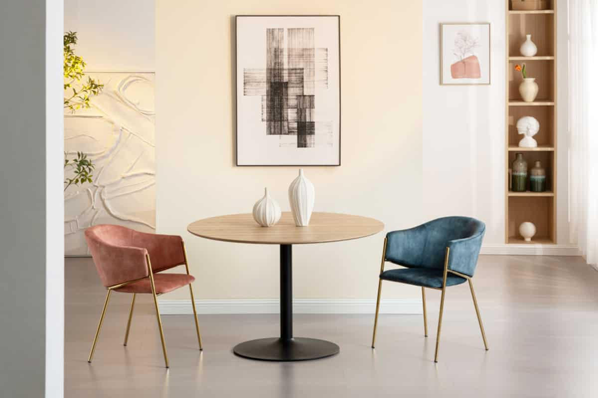 STUHL NOBLESSE Samt Rosé 80 cm - Goldfarben/Rosa, Textil/Metall (52/77/60cm) - riess-ambiente