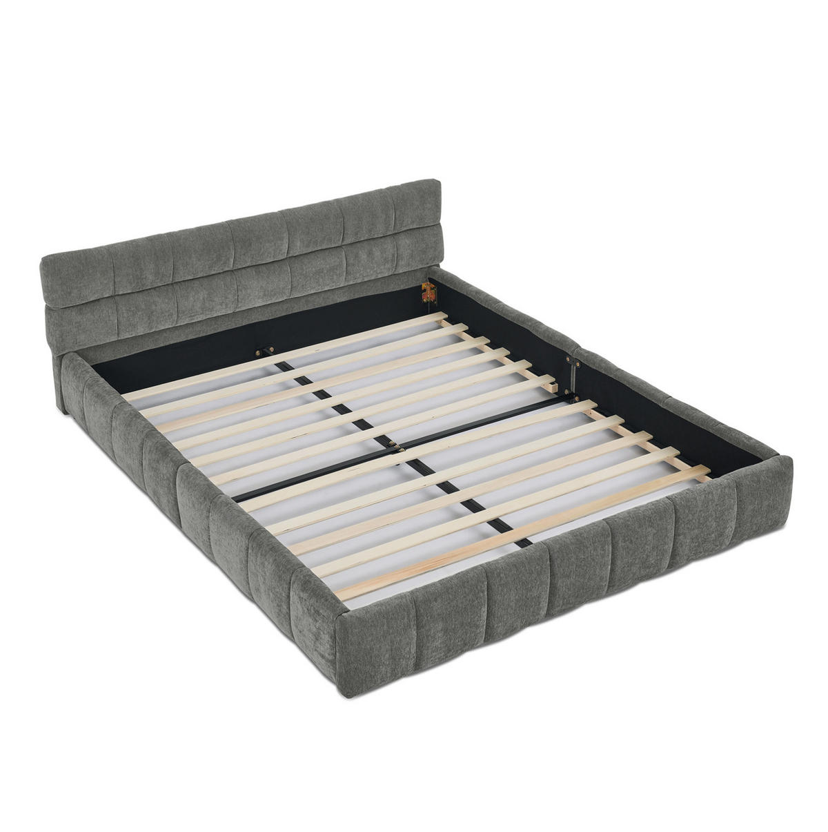 POLSTERBETT 140/200 cm mit Chenille-Bezug, Steppdesign und stabilem Holz-Metall-Rahmen, Dunkelgrau - Dunkelgrau, Kunststoff (140/200cm) - Redom
