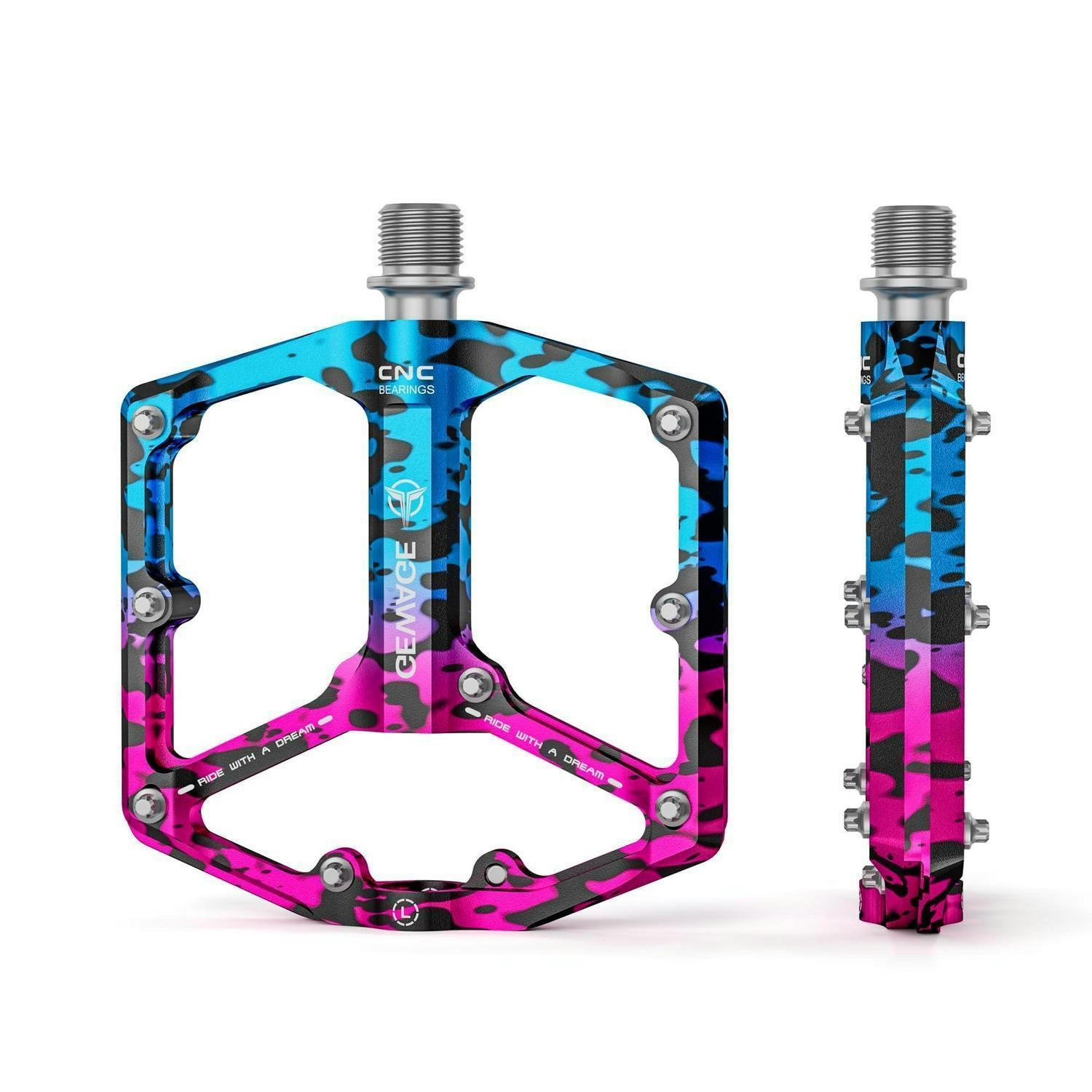 FAHRRADPEDALE Rennrad/Mountainbike 3 Lager Aluminiumlegierung Tarnmuster - Multicolor, Metall (10/1.4/10.4cm)