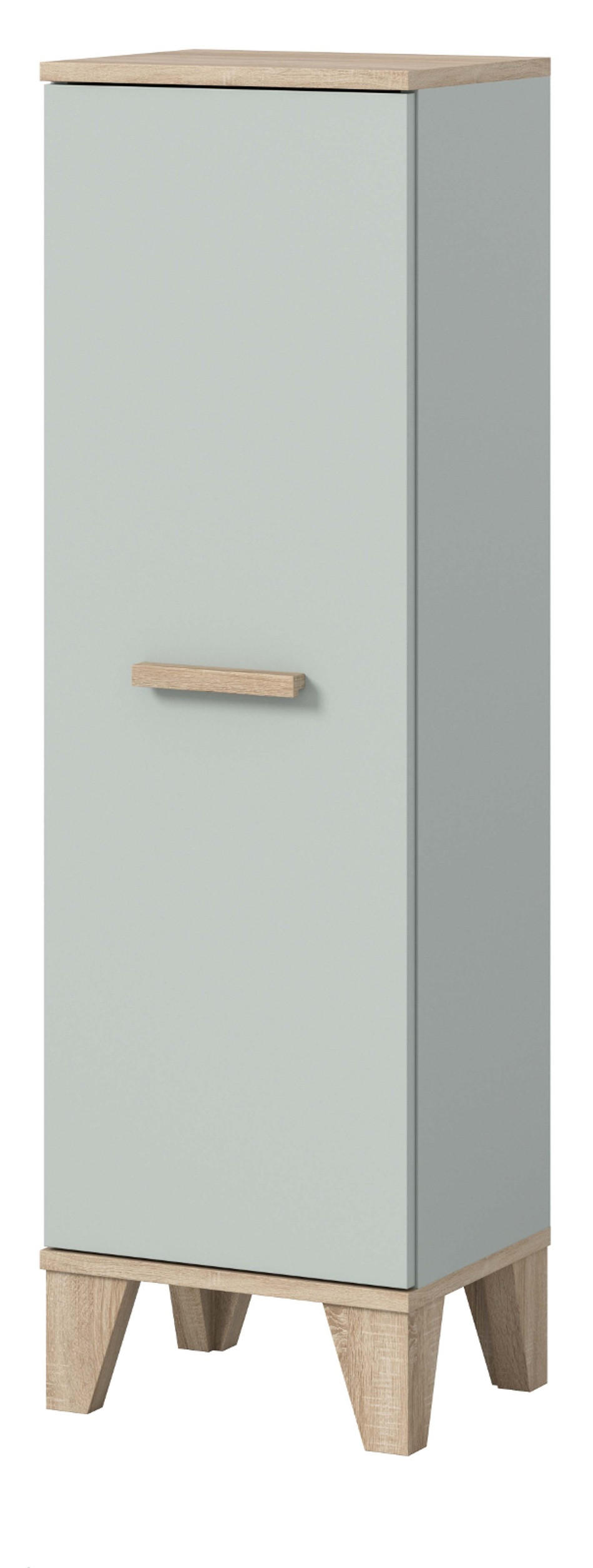 MIDISCHRANK grün, Eiche 34 x 116 cm, Bad Kommode skandinavisches Design - Eichefarben/Grün, Holzwerkstoff (34/116/31cm) - Inn.Furn