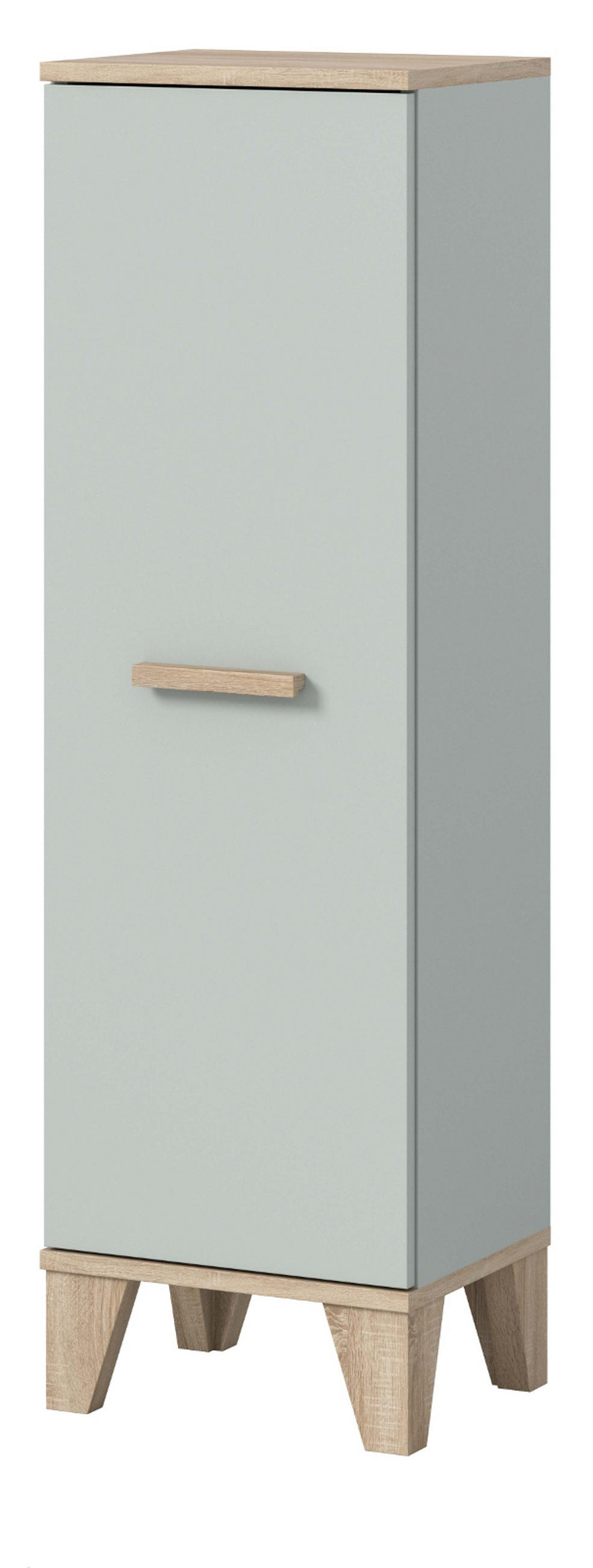 MIDISCHRANK grün, Eiche 34 x 116 cm, Bad Kommode skandinavisches Design - Eichefarben/Grün, Holzwerkstoff (34/116/31cm) - Inn.Furn