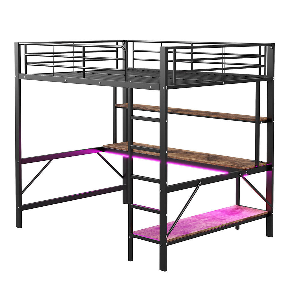 HOCHBETT 140x200cm mit schwarz Schreibtisch in Metall - Schwarz, Metall (140/200cm) - KOMHTOM