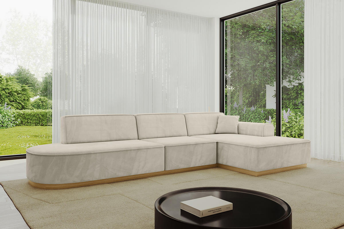 ECKSOFA Ottomane Rechts IREA-L2-v2 - 328x171x83 cm Dunkelgrau - Ecru, Holzwerkstoff/Textil (171/328cm) - ALTDECOR