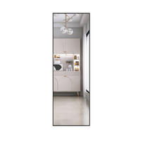 STANDSPIEGEL 162x53 cm Schwarz, Ganzkörperspiegel mit Ständer, Wandspiegel mit Metallrahmen - Schwarz, Metall (53/162/5cm) - Joyfair