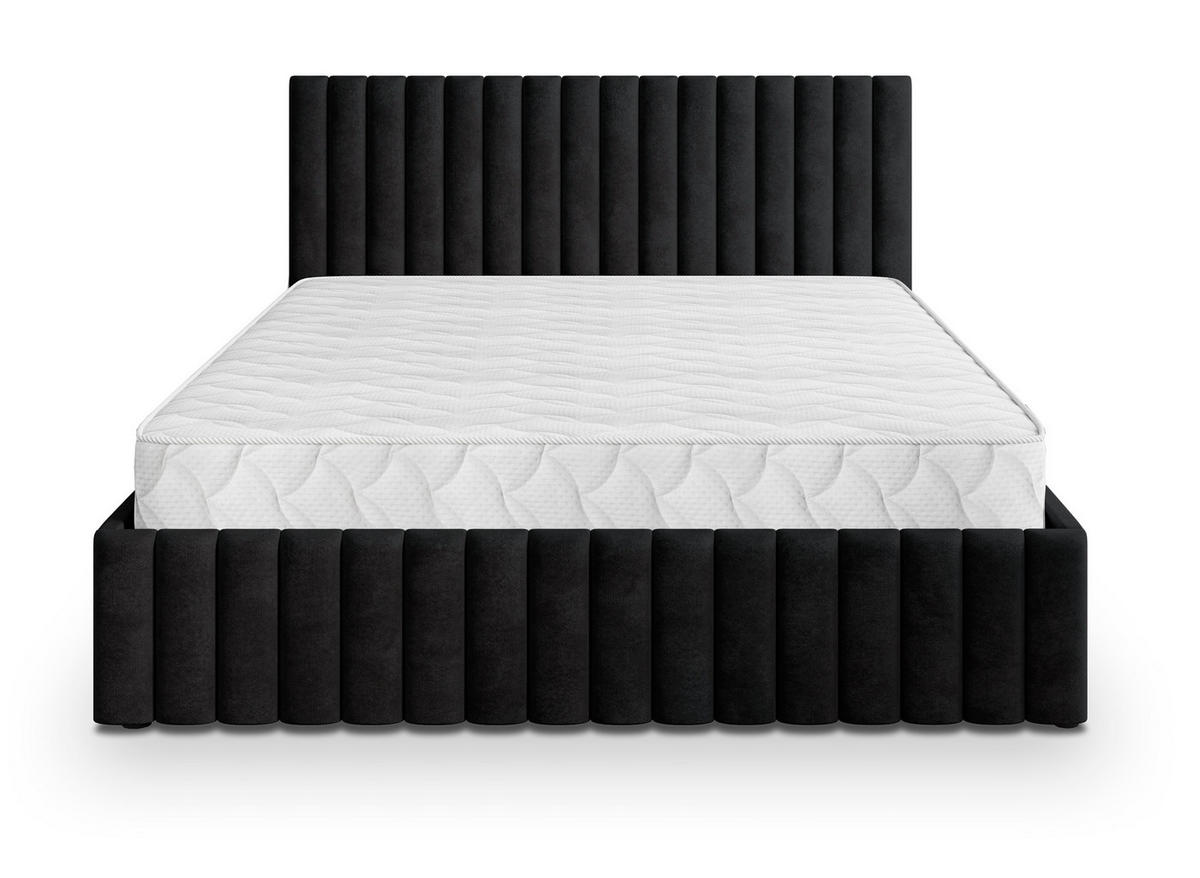 POLSTERBETT CARMIA K 120x200 cm mit Bettkästen - Schwarz - Schwarz, Holz/Textil - MASSENO