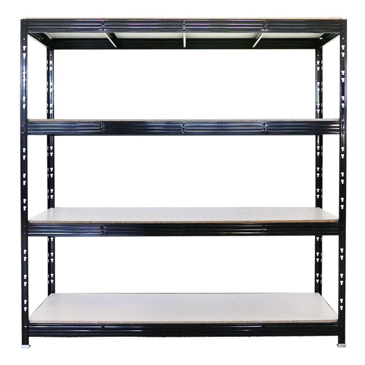 SCHWERLASTREGAL Rhino 2er-Set 200x200x60 cm 4 Melamin-Ebenen 16mm Fachlast 500 kg Schwarz - Schwarz, Metall (400/200/60cm) - PROREGAL