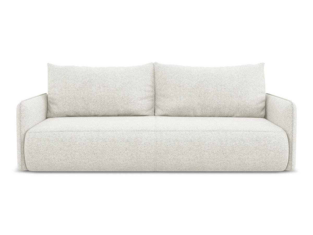 3-SITZER SOFA mit Schlaffunktion Chenille Stoff Weiß - Schwarz/Weiß, Kunststoff/Textil (216/86/105cm) - Makamii