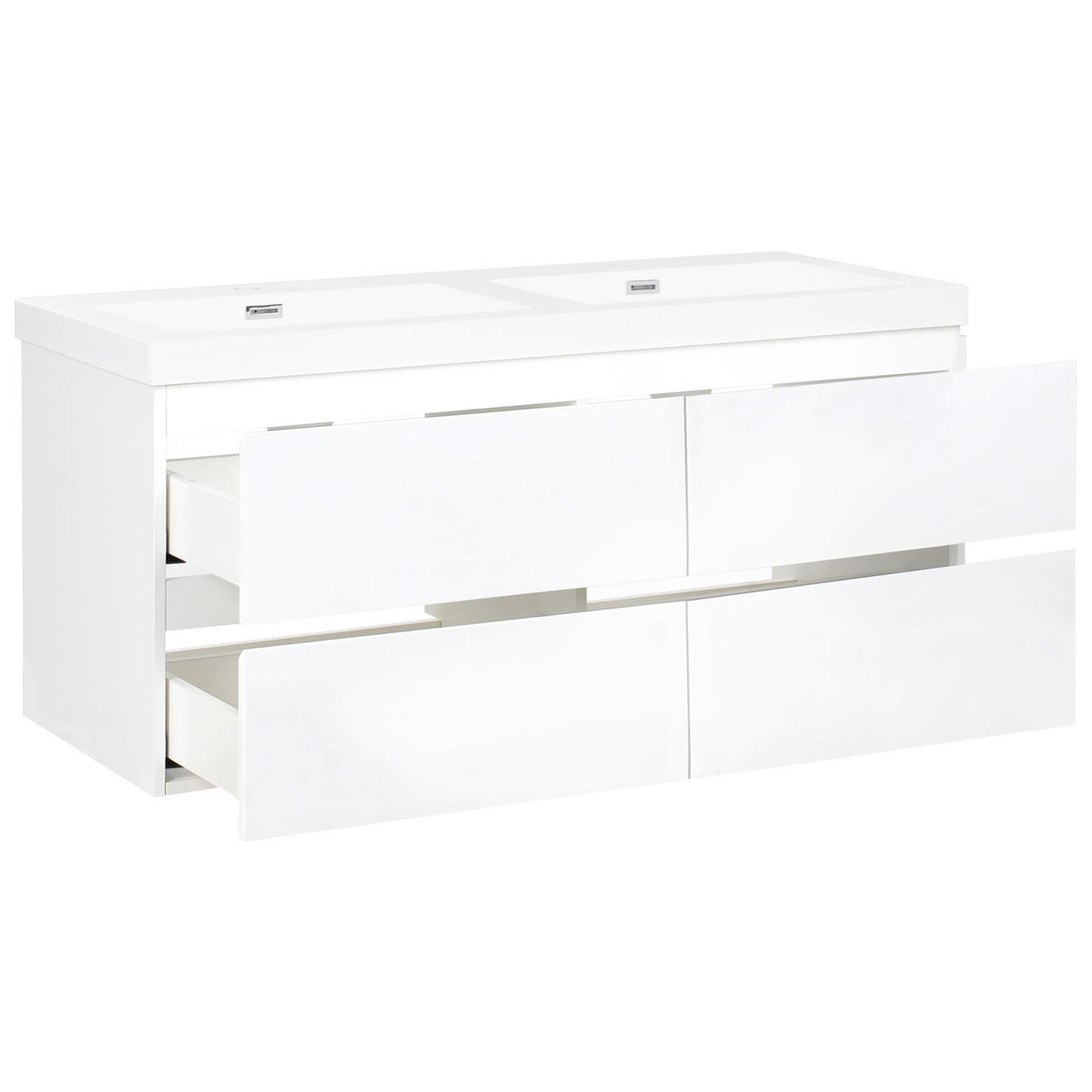 DULAP SUB LAVOAR montat pe perete cu lavoar dublu alb Cardiel - alb, compozit lemnos (120/52/46cm) - Beliani