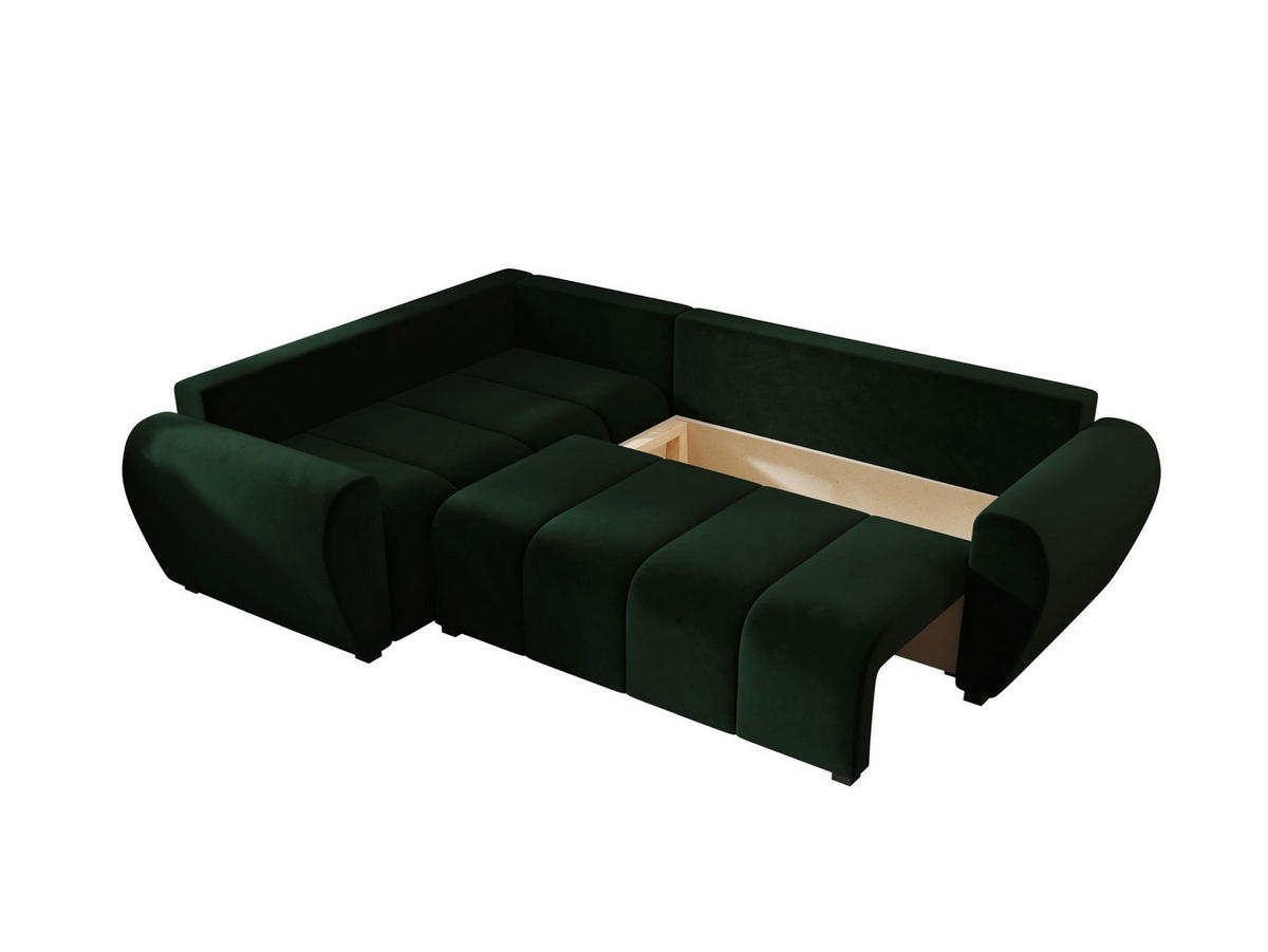 ECKSOFA MOLISA L PLUS Itaka 10 Rechts mit Schlaffunktion - Dunkelgrün, Textil (235/175cm) - Bedante